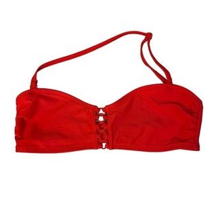 Red Halter Bikini Top with adjustable Straps Size Small